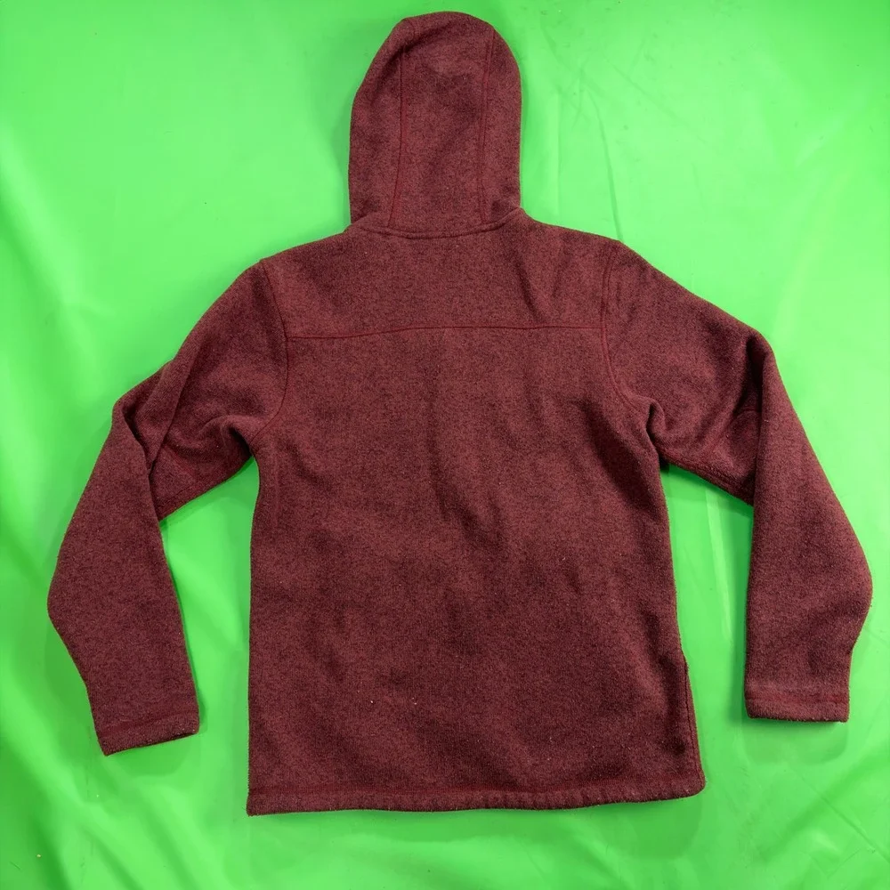 North Face Hooded Fleece Performance Jacket Mens S Red Full-Zip Reinforced Elbow
